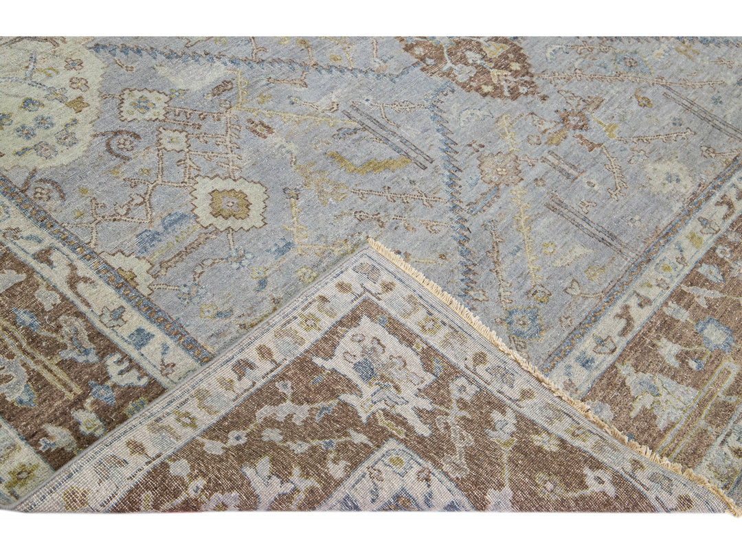 Apadana's Artisan Collection Handmade Floral Gray Wool Rug