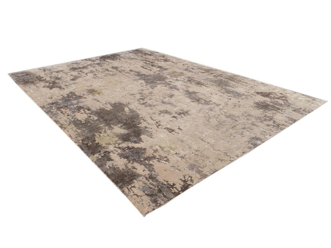 Modern Abstract Wool and Silk Rug 10 X 14