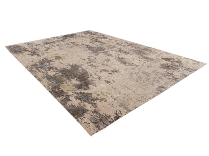 Modern Abstract Wool and Silk Rug 10 X 14