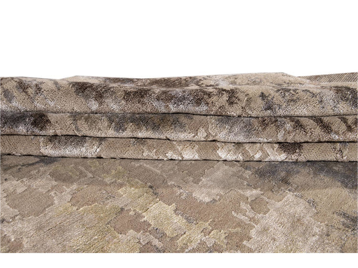 Modern Abstract Wool and Silk Rug 10 X 14