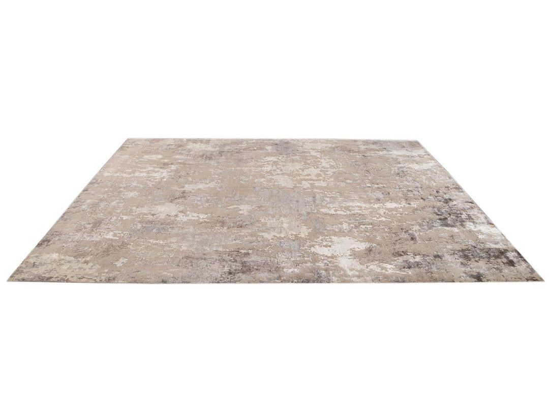 Modern Abstract Wool and Silk Rug 10 X 14