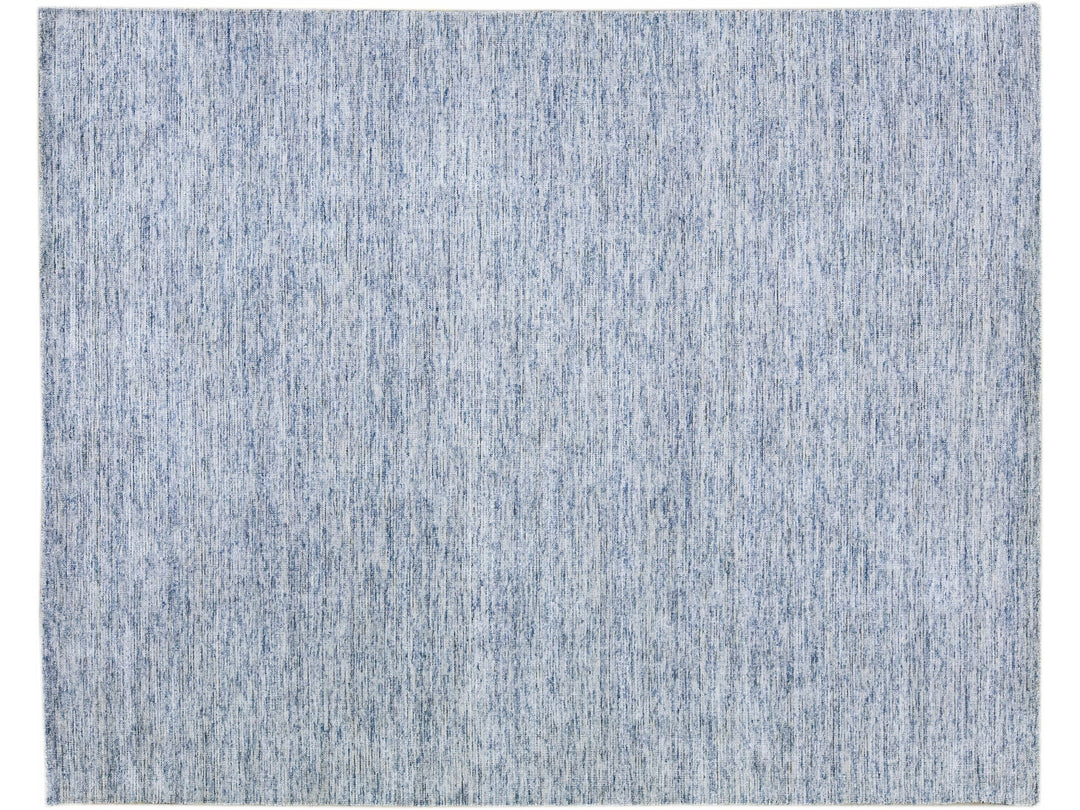 Modern Apadana's Groove Bamboo / Silk Handmade Blue Rug