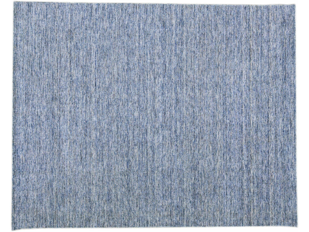 Modern Apadana's Groove Bamboo / Silk Blue Handmade Rug