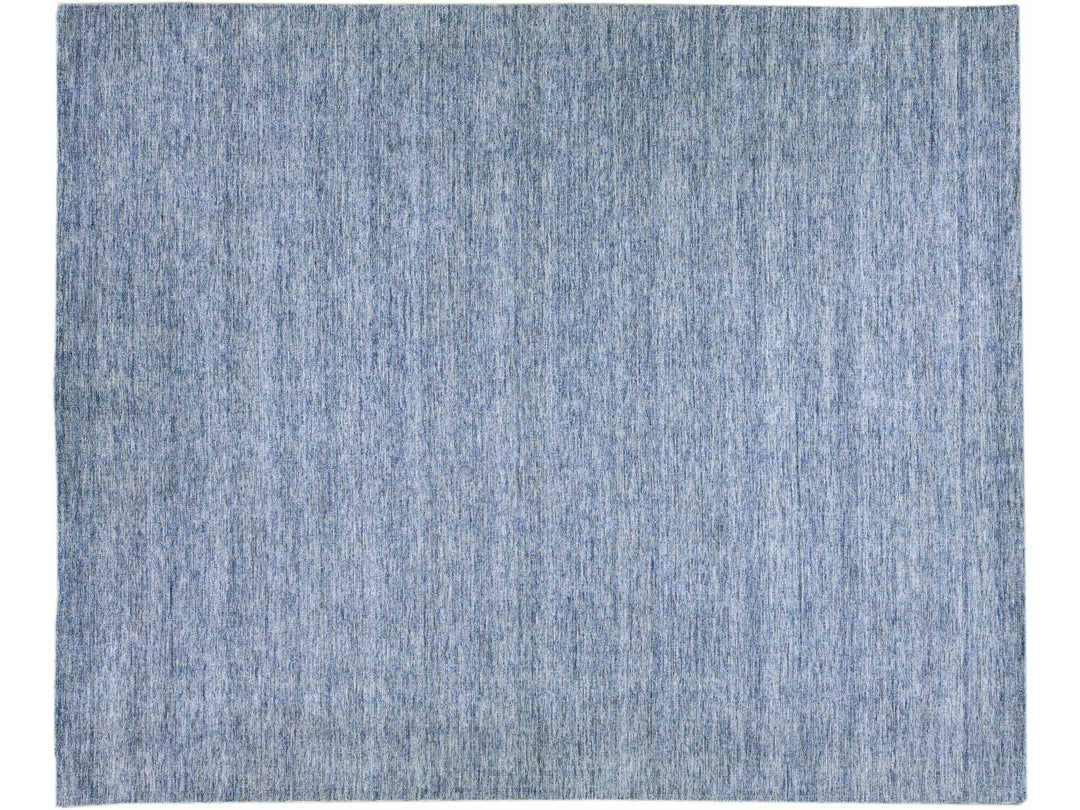 Modern Apadana's Groove Bamboo / Silk Blue Handmade Oversize Rug