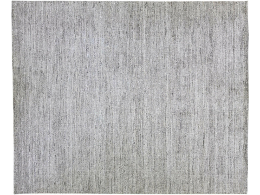 Gray Modern Apadana's Groove Bamboo/Silk Handmade Oversize Rug