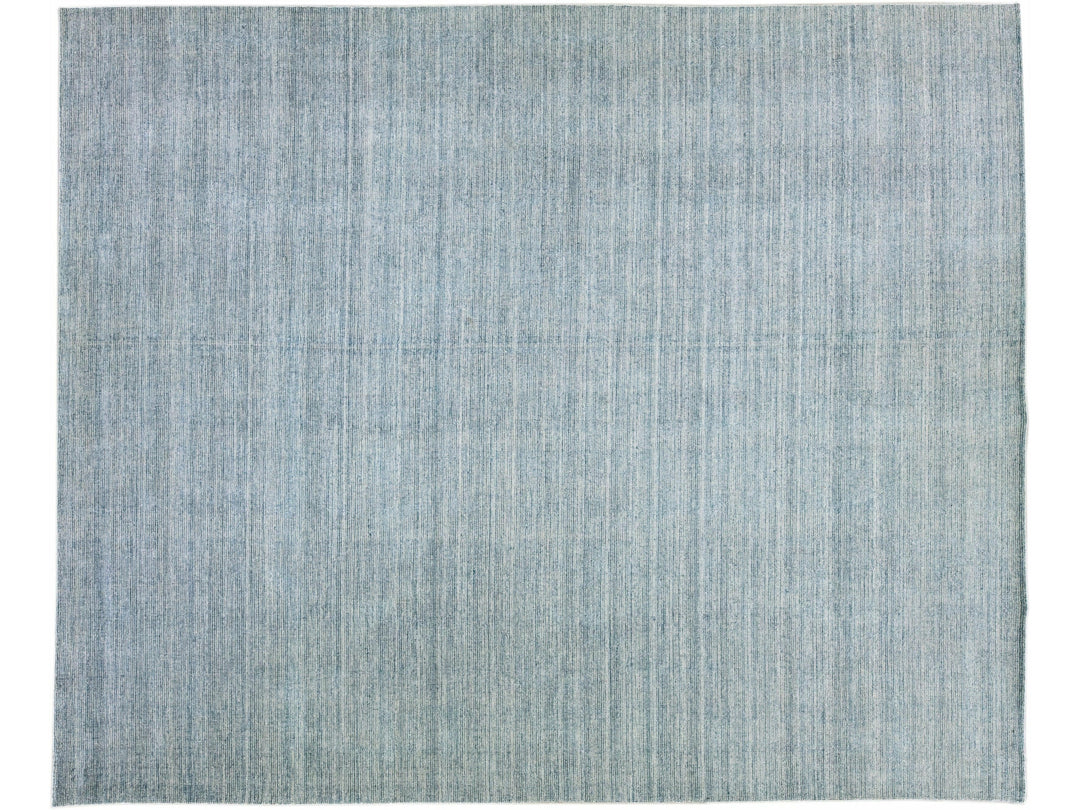 Blue Modern Apadana's Groove Bamboo/Silk Handmade Oversize Rug