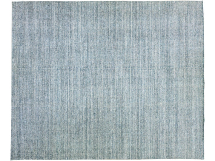 Blue Modern Apadana's Groove Bamboo/Silk Handmade Oversize Rug