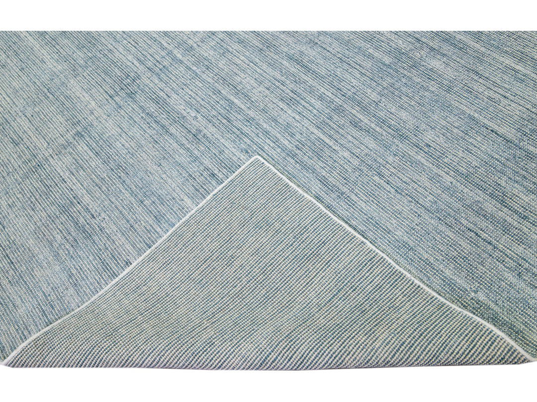 Blue Modern Apadana's Groove Bamboo/Silk Handmade Oversize Rug