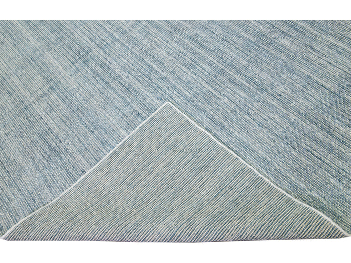 Blue Modern Apadana's Groove Bamboo/Silk Handmade Oversize Rug