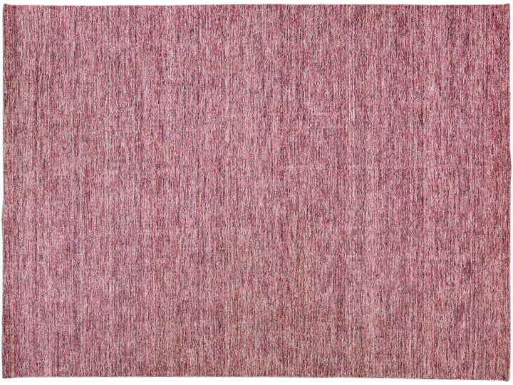 Modern Apadana's Groove Bamboo/Silk Handmade Red Rug