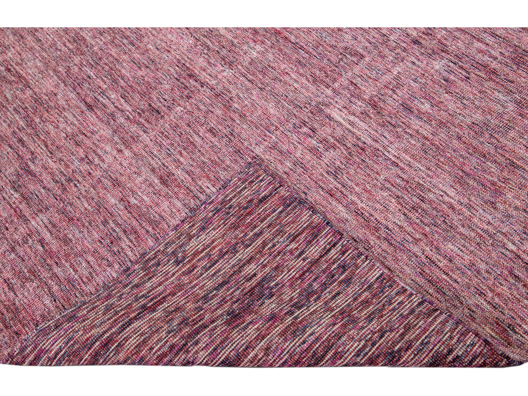 Modern Apadana's Groove Bamboo/Silk Handmade Red Rug