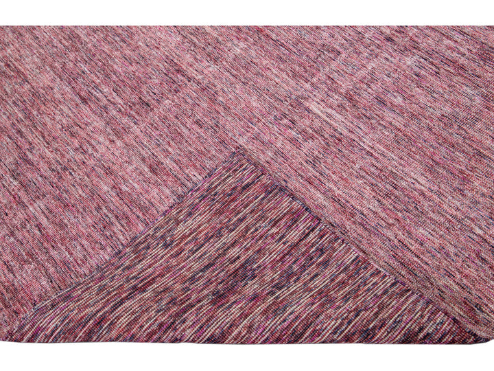 Modern Apadana's Groove Bamboo/Silk Handmade Red Rug