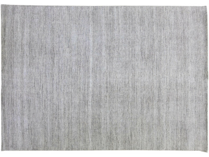 Modern Apadana's Groove Bamboo/Silk Handmade Gray Rug