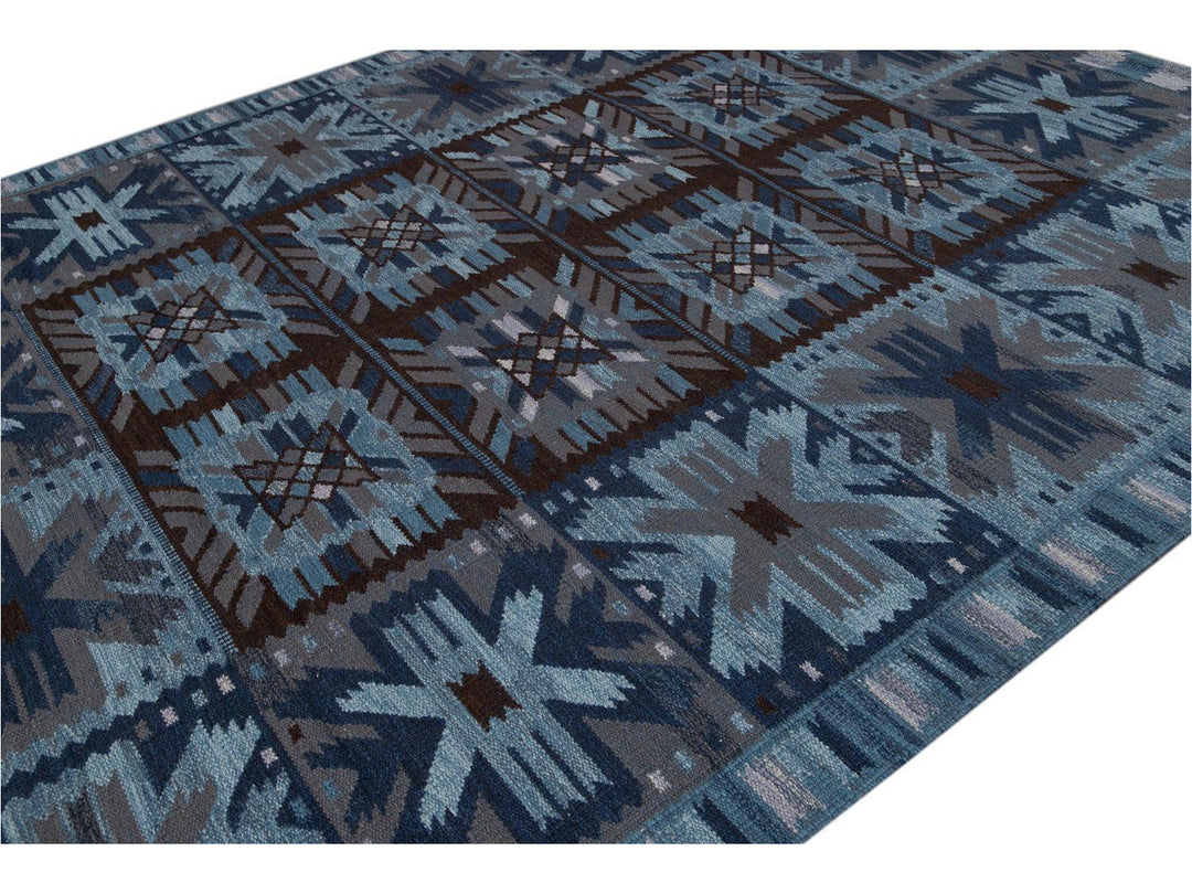 Modern Swedish Wool Rug 9 X 12