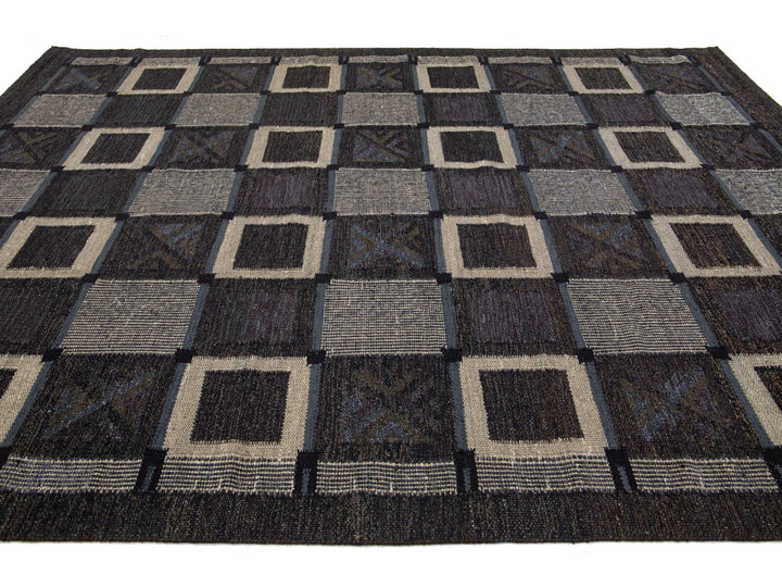 Modern Swedish Wool Rug 9 X 12