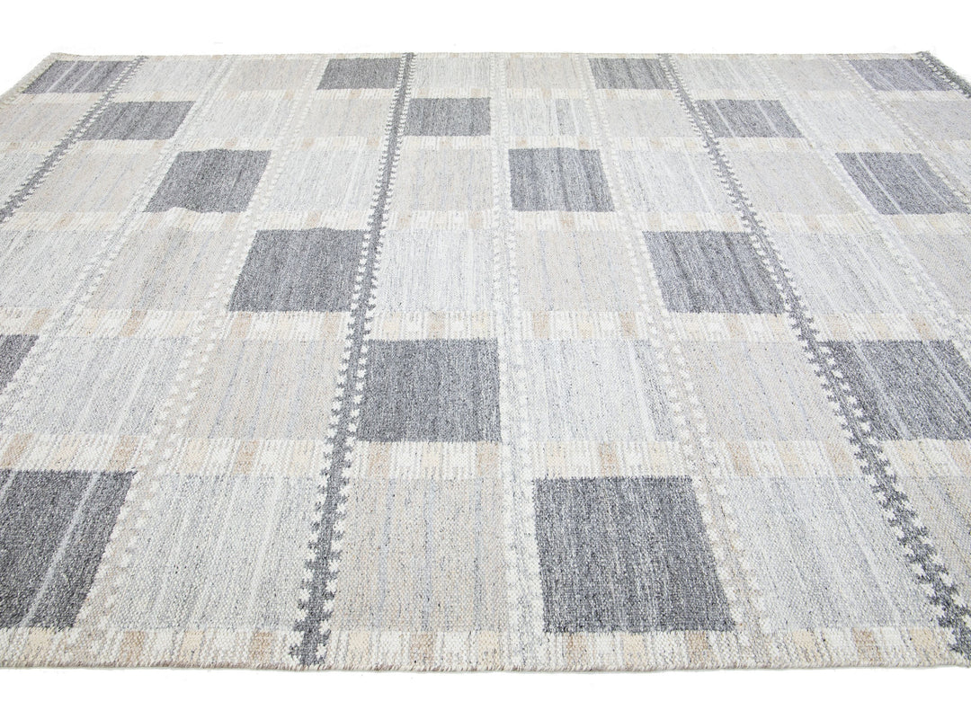 Modern Swedish Wool Rug 10 X 14
