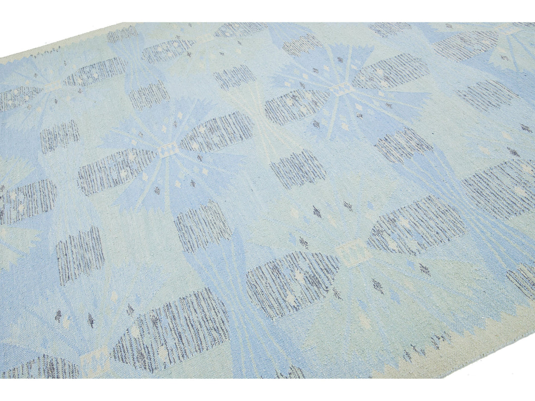 Modern Scandinavian Wool and SIlk Rug 9 X 12