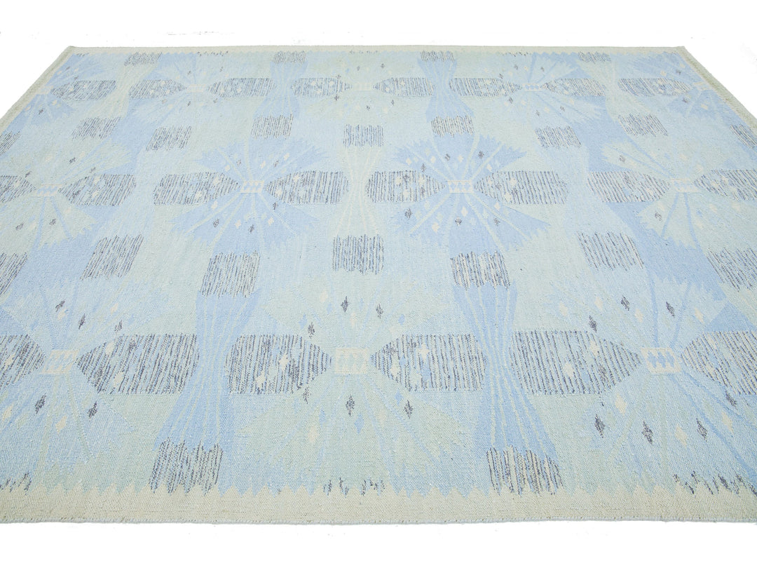Modern Scandinavian Wool and SIlk Rug 9 X 12