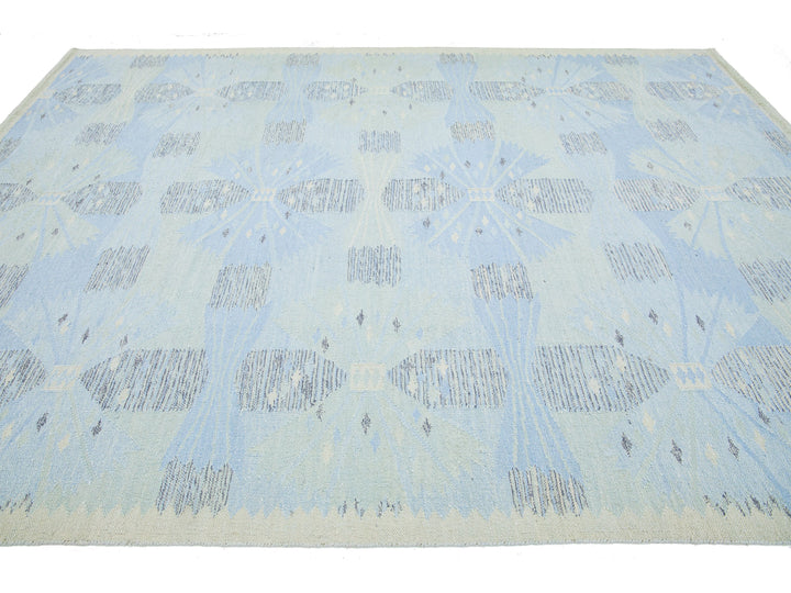Modern Scandinavian Wool and SIlk Rug 9 X 12
