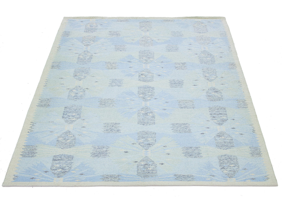 Modern Scandinavian Wool and SIlk Rug 9 X 12