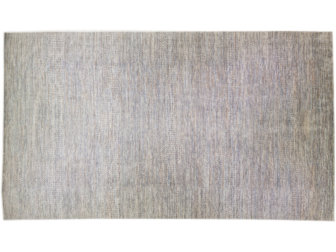 Gray Modern Savannah Handmade Geometric Oversize Wool Rug