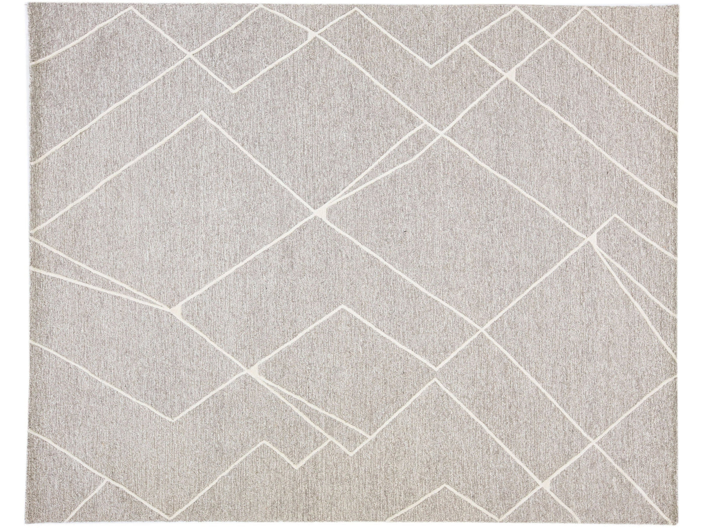 Contemporary Texture Gray & Ivory Hand-Tufted Geometric Wool Rug