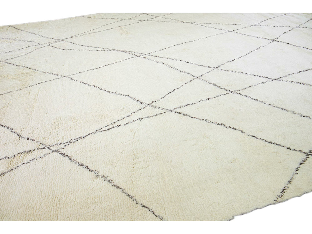 Modern Moroccan Wool Rug 15 X 18