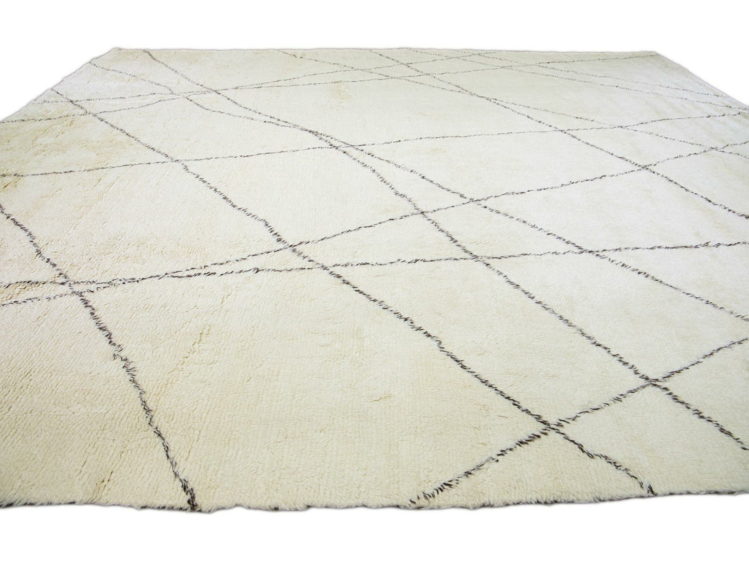 Modern Moroccan Wool Rug 15 X 18