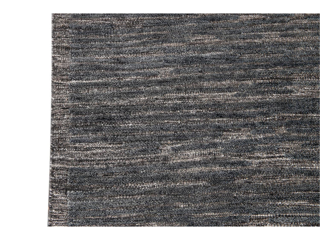 Modern Textured High Low Wool Rug, 9 X 12