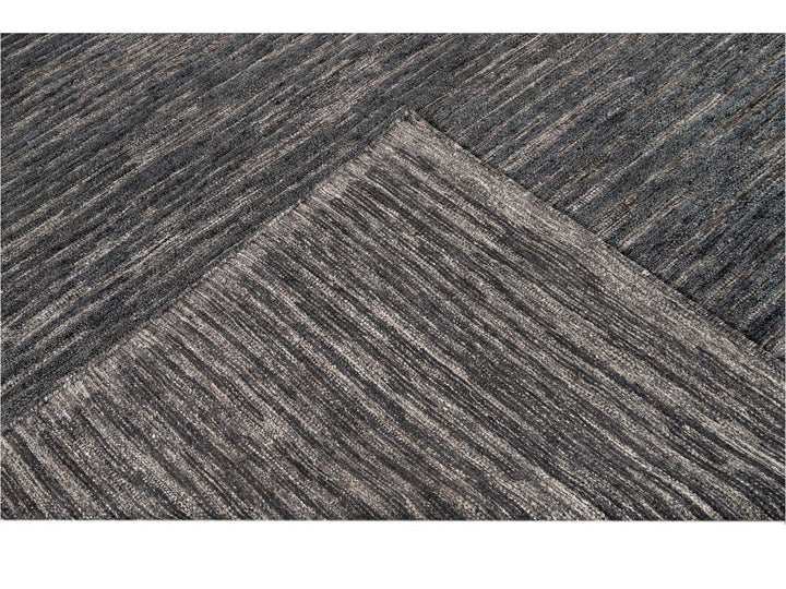 Modern Textured High Low Wool Rug, 9 X 12