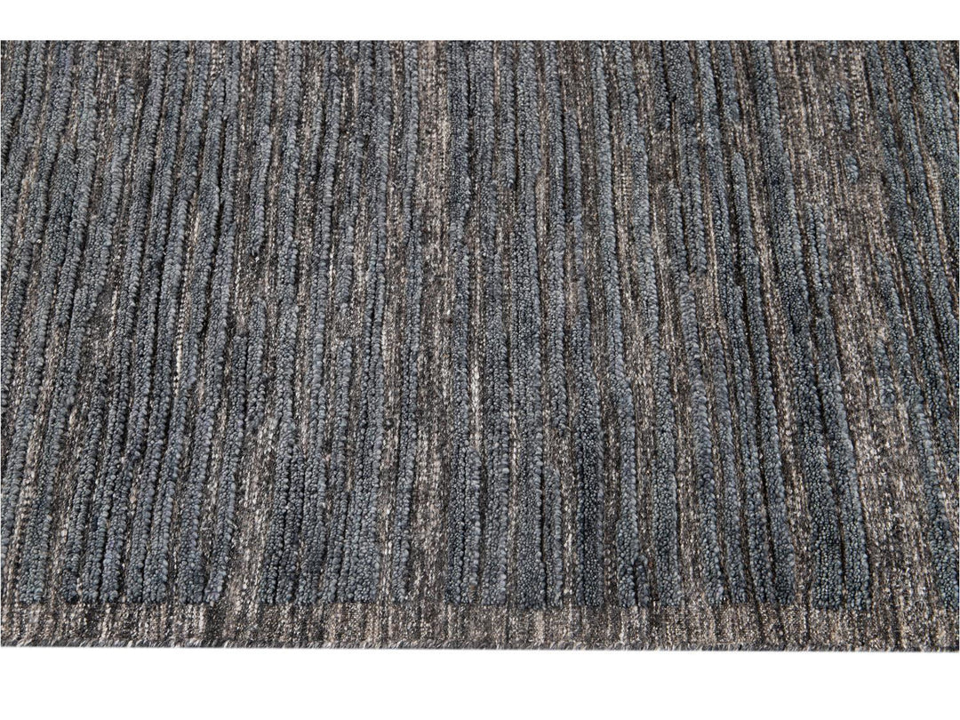 Modern Textured High Low Wool Rug, 9 X 12