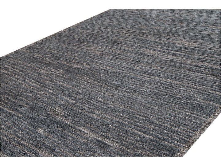 Modern Textured High Low Wool Rug, 9 X 12