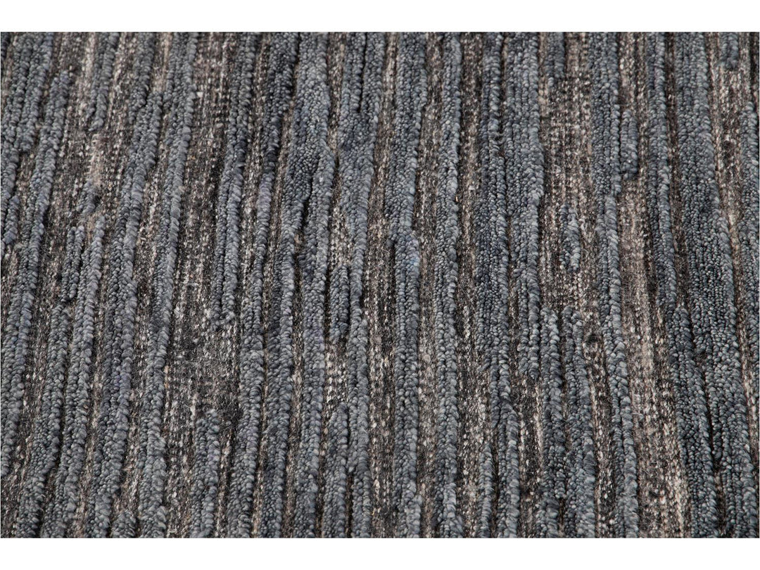 Modern Textured High Low Wool Rug, 9 X 12