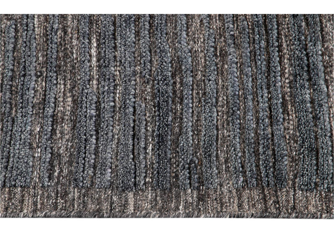 Modern Textured High Low Wool Rug, 9 X 12