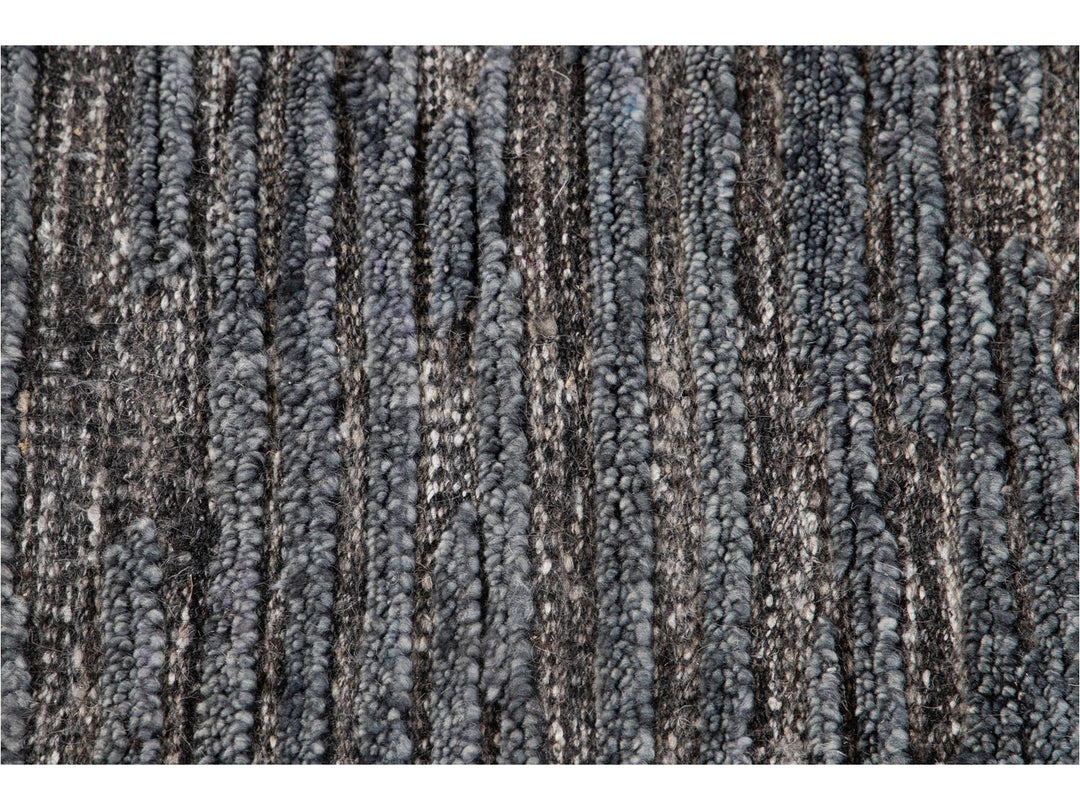 Modern Textured High Low Wool Rug, 9 X 12