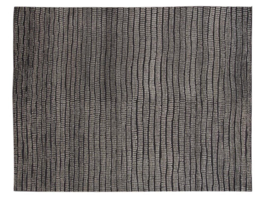 Contemporary Textured High Low Wool Rug 9 X 12