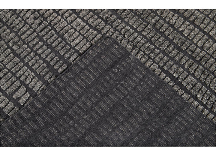 Contemporary Textured High Low Wool Rug 9 X 12