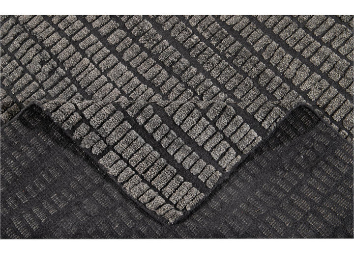 Contemporary Textured High Low Wool Rug 9 X 12