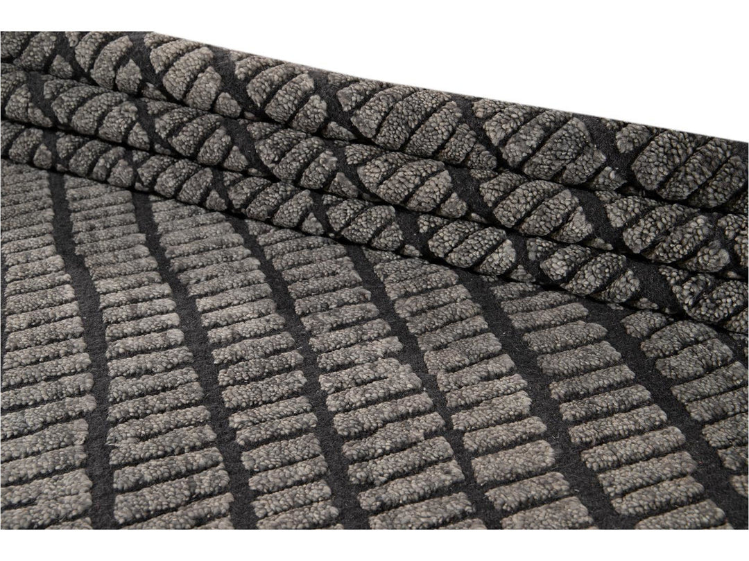 Contemporary Textured High Low Wool Rug 9 X 12