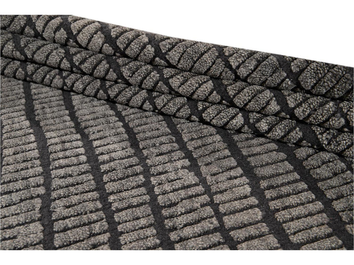 Contemporary Textured High Low Wool Rug 9 X 12