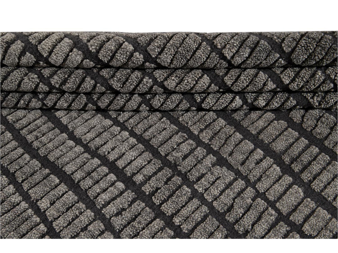 Contemporary Textured High Low Wool Rug 9 X 12