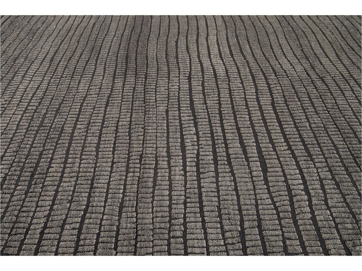 Contemporary Textured High Low Wool Rug 9 X 12