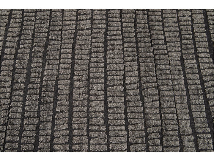 Contemporary Textured High Low Wool Rug 9 X 12