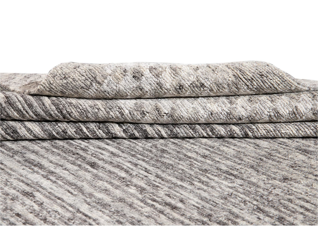 Contemporary  Textured Loop Wool Rug 10 X 14