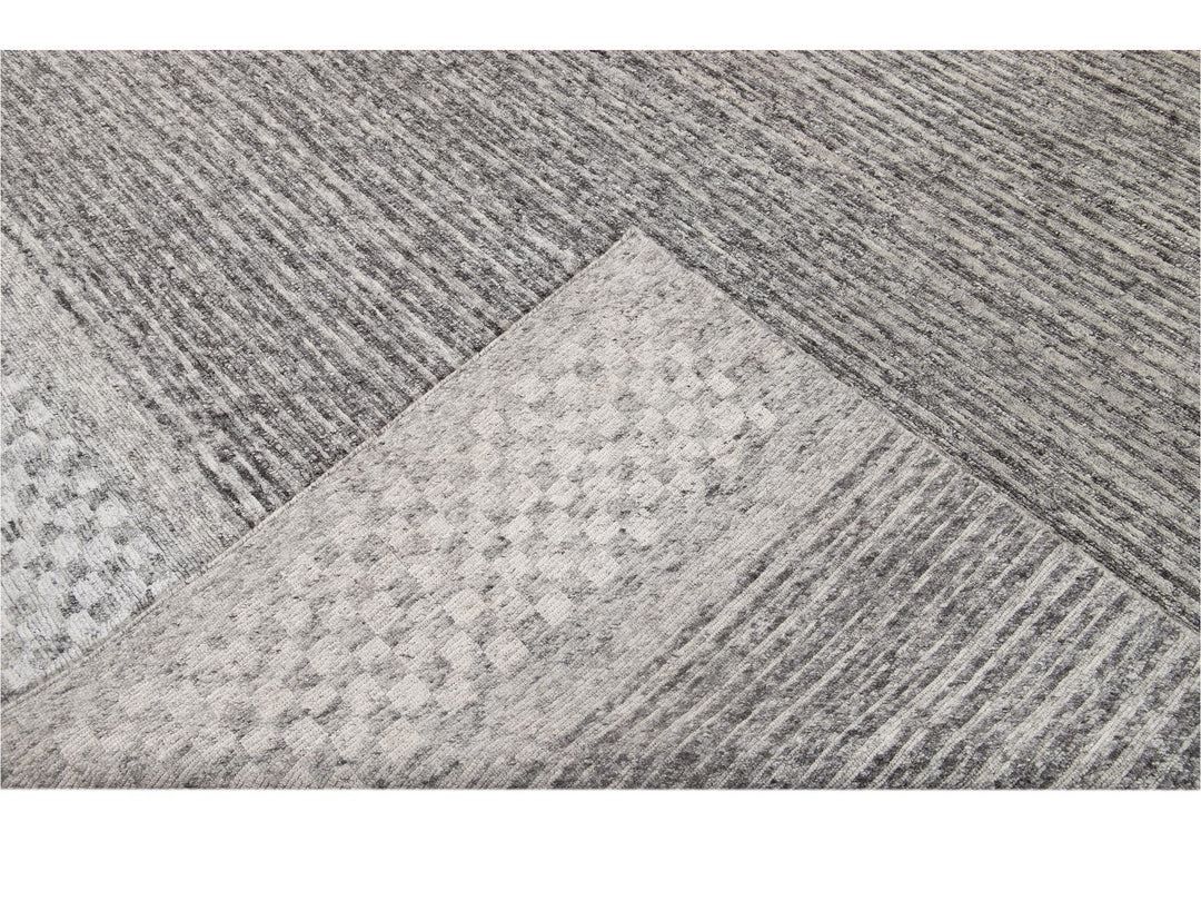 Contemporary  Textured Loop Wool Rug 10 X 14