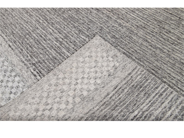Contemporary  Textured Loop Wool Rug 10 X 14