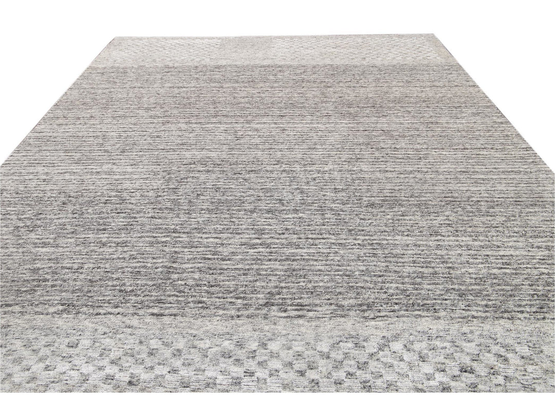 Contemporary  Textured Loop Wool Rug 10 X 14