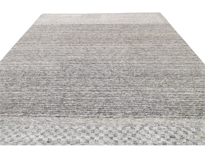 Contemporary  Textured Loop Wool Rug 10 X 14