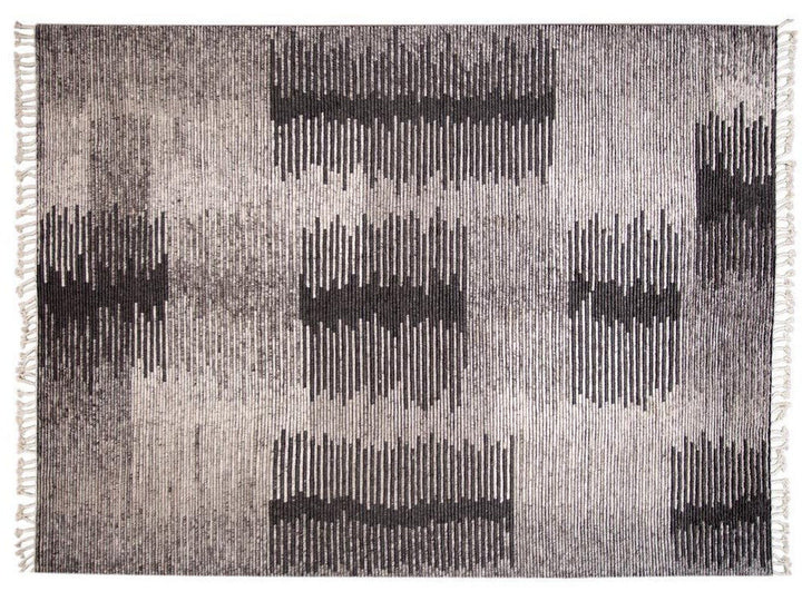 Contemporary Textured Ribbed Wool Rug 12 X 15