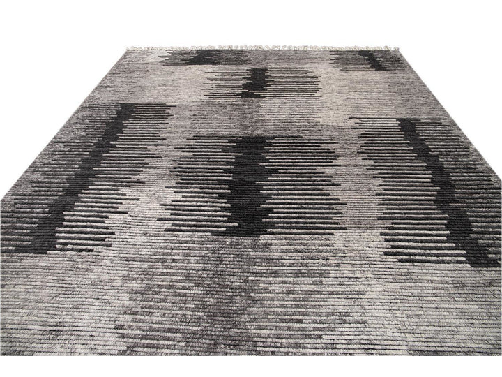 Contemporary Textured Ribbed Wool Rug 12 X 15